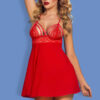 71149 red women sexy floral lace deep-v bra babydoll chemise bac Sexy babydoll lingerie chemise dress